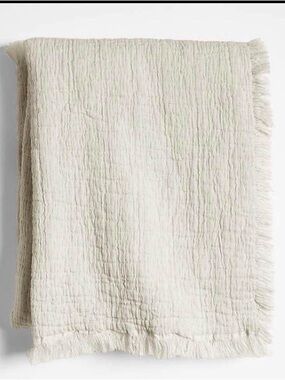 Crate and Barrel Supersoft Organic Cotton Gauze Stone Tan Baby Stroller Blanket